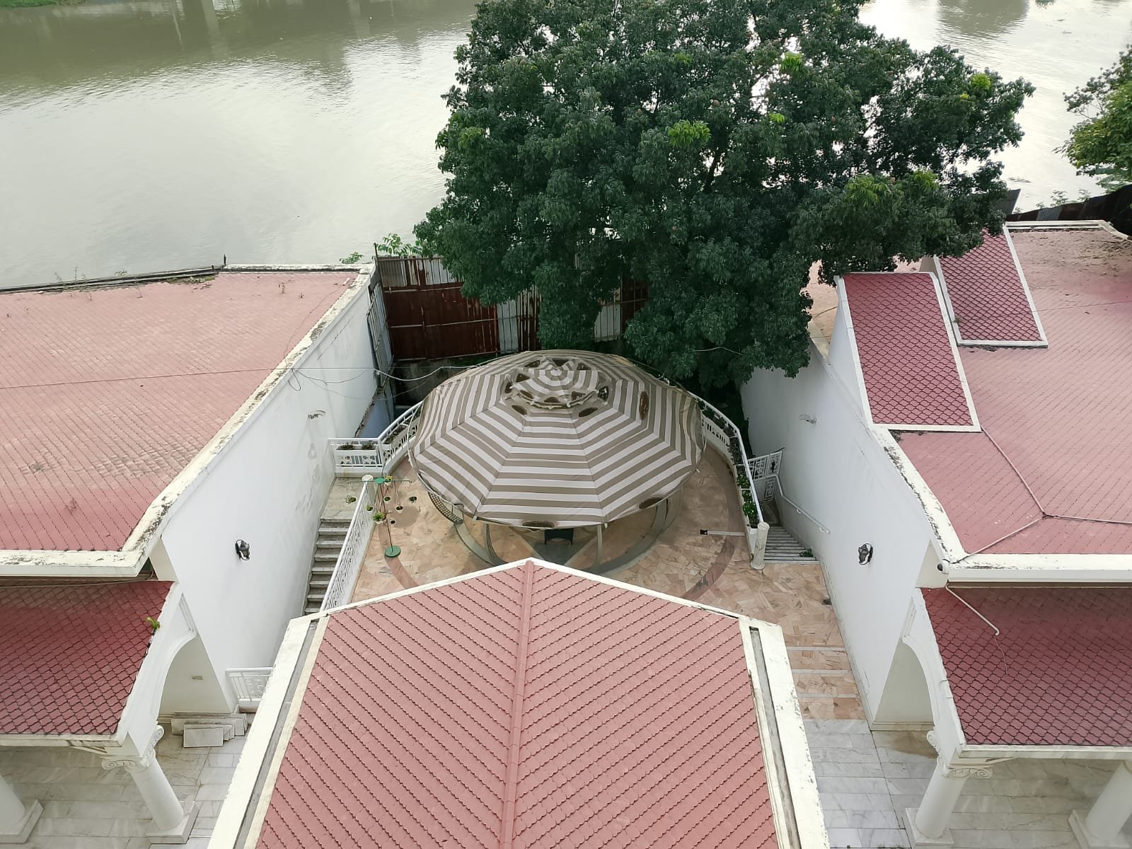 Aerial Riverside Pavilion at Bulbul Event Spaces